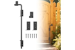 URDOGSL 36" Heavy Duty Cane Bolts for Gates with Upgraded Square Hardware Gate Drop Rod with Black Finish for Wood PVC Vinyl Fences Gates, Double Doors-1 Pack