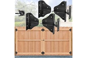 Magacyo Fence Gate Kit Gate Hardware with Gate Latch for Single and Double Doors - Updated 90 Degree Right Angle Gate Hinges - Anti Sag Gate Kit - Gate Corner Brace Bracket (2 Set)