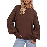 PRETTYGARDEN Womens Sweaters Spring Fashion 2026 Crew Neck Cable Knit Casual Loose Chunky Tunic Sweater Winter Clothing