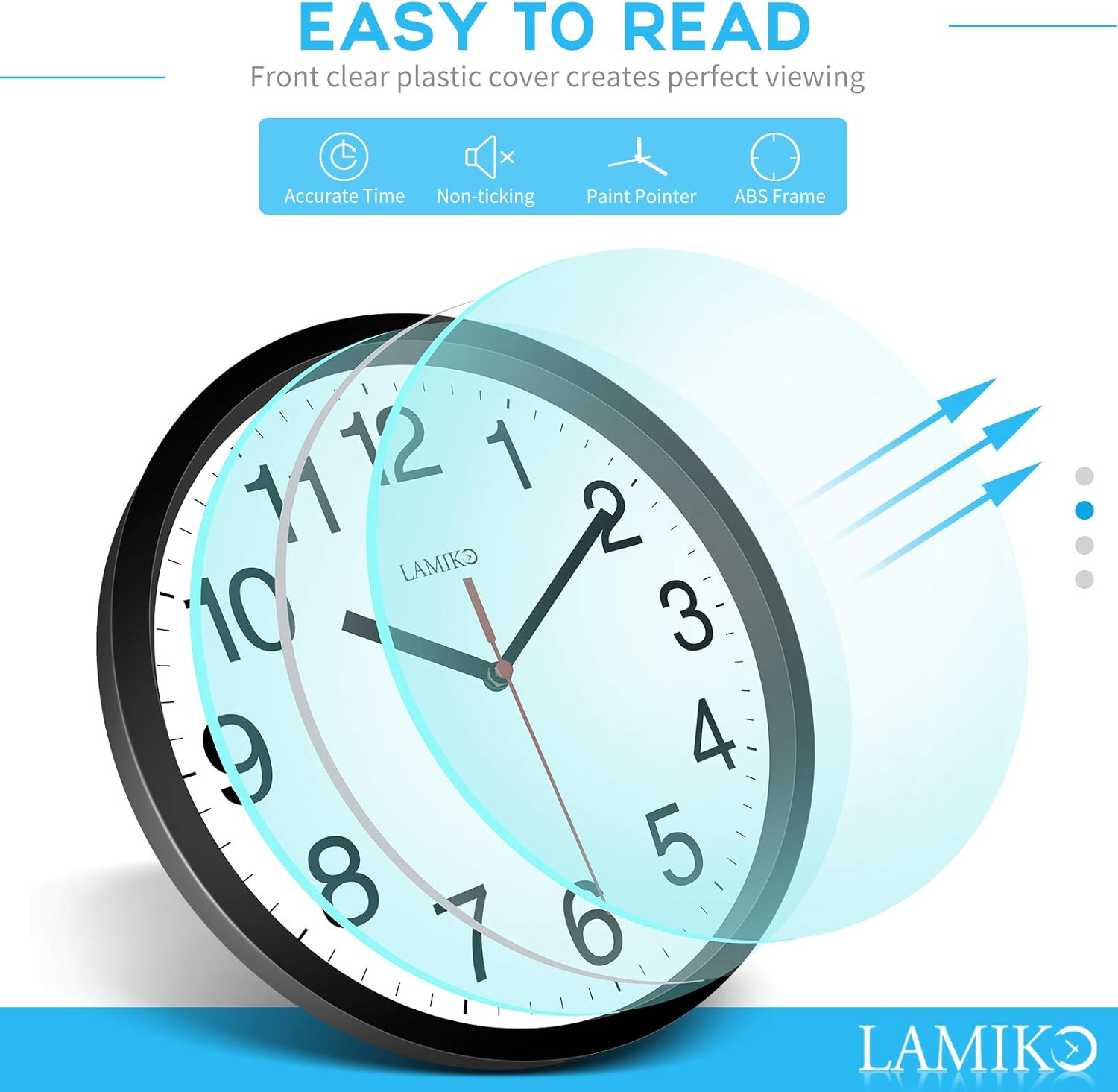 LAMIKO 2 Packs Non-Ticking Silent Wall Clocks Battery Operated 10 Inch Classic Quartz Decro Clock Easy to Read for Room/Home/Kitchen/Bedroom/Office/School, Black: Kitchen & Dining