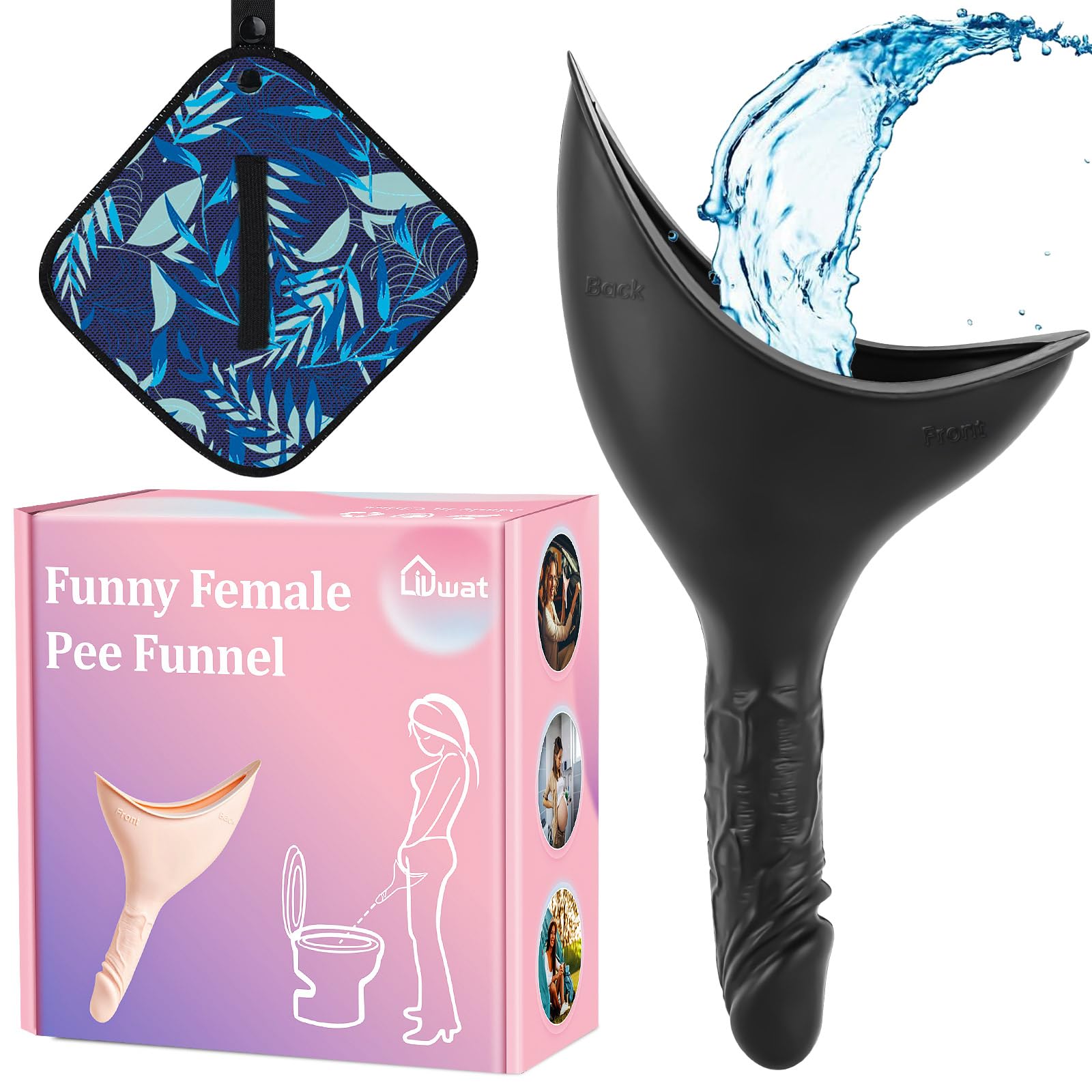 Photo 1 of Liuwat Female Urinal Set, Portable Pee Device, Reusable Pee Funnel & Pee Cloth with Carry Bag Silicone She Pee for Women Stand to Pee Camping Outdoor Travel Gear