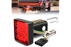 Nilight LED Brake Light Trailer Hitch Cover Square Red Lens Vehicle Tow Hitch Driving Brake Lamp 12 LEDs Brake Tail Lights wi