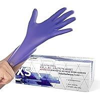 Guantes desechables sin polvo X pequeños - Paquete de 100 - Material de mezcla de nitrilo y vinilo - Extra fuerte, 4 mil de grosor - Látex ...
