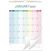 2027 Calendar - 2027 Wall Calendar 12 Month, Jan.2027 - Dec.2027, 12" x 17" | 12 Months Wall Calendar 2027 with Twin-Wire Binding, Hanging Hook, Thick Paper, Calendar Wall for Home, Office - Colorful