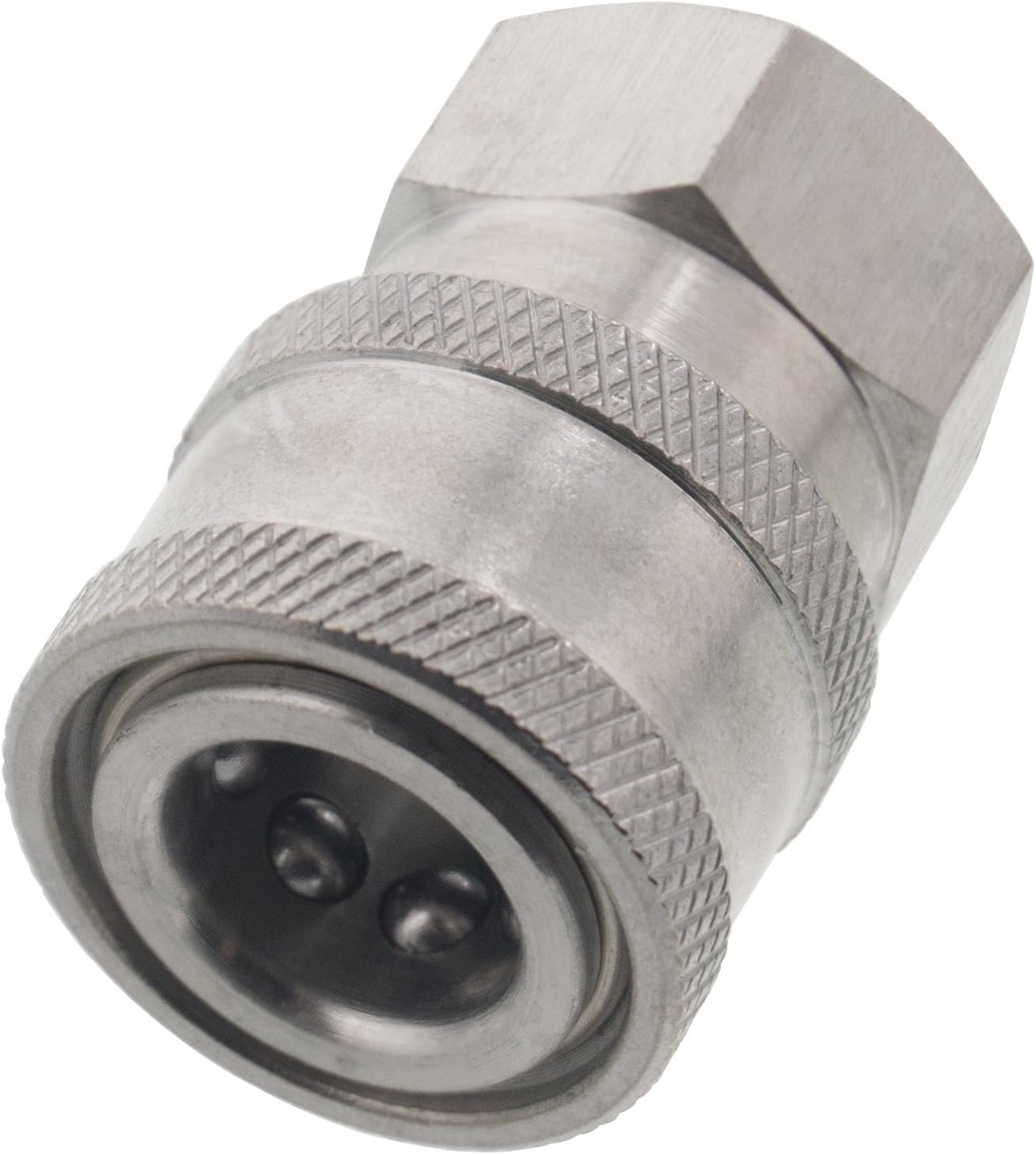 Erie Tools Pressure Washer 1/4in. Female NPT to Quick Connect Socket Stainless Steel Coupler High Temp 5000 PSI 10.5 GPM