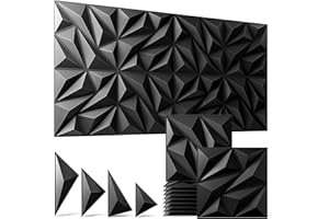ZELMINE 16 Pack 3D Wall Panels for Interior Wall Decor, 11.8'' x 11.8'' Decorative Wall Panels, Accent Wall Panels, 3D Diamond Design Wall Decor for Living Room, Bedroom, Gaming Room, Black