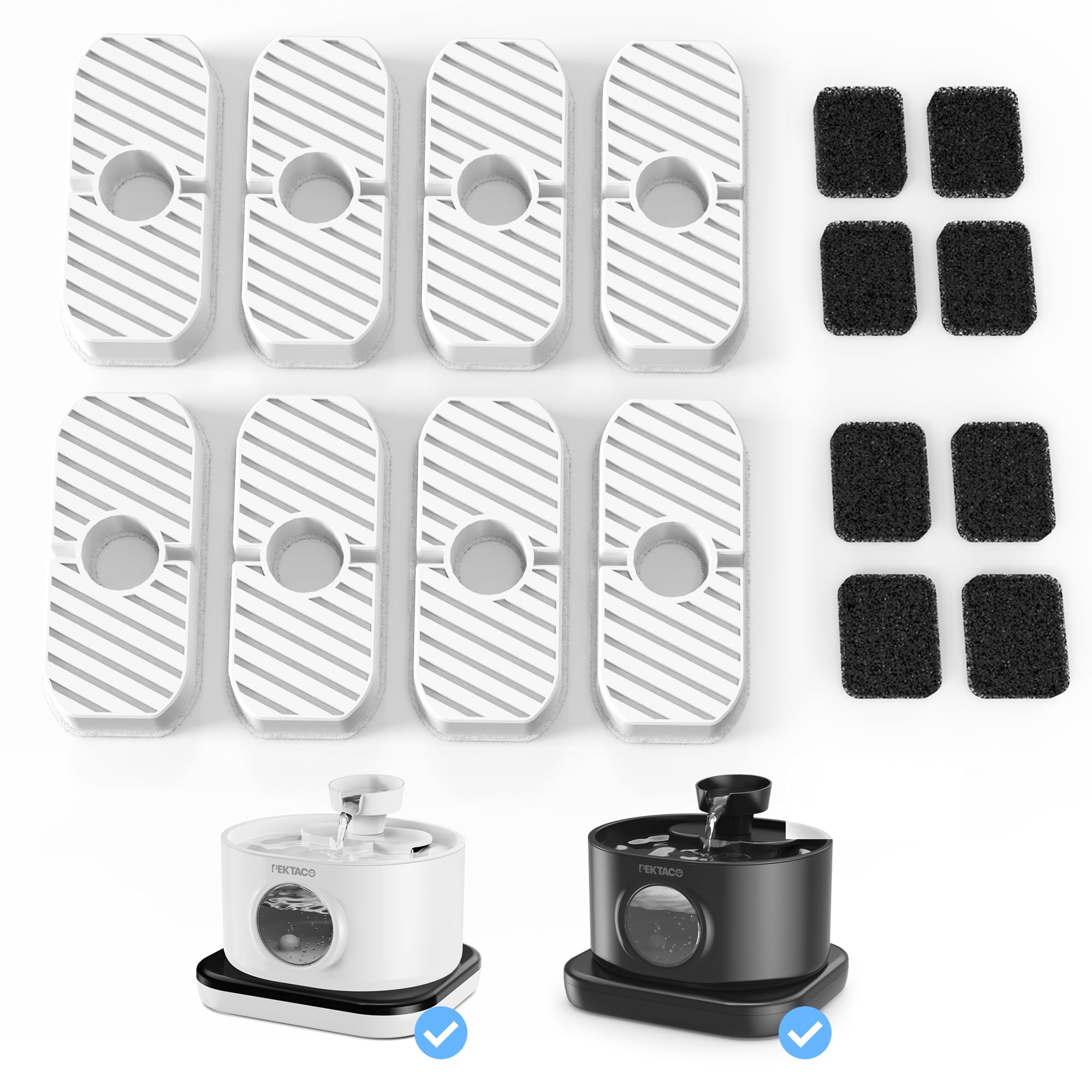 Photo 1 of PEKTACO Replacement Filters for Wireless Cat Water Fountain SSPF-V04, 2.8L/95oz Automatic Pet Water Fountain Replacement Filters (8 Pack)