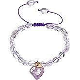 Lightock Reiki Tumbled Crystals Beaded Bracelets Handmade Raw Amethyst Pendant Bracelets for Women Adjustable Spiritual Jewelry