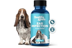 Itch Relief and Ear Infection Treatment for Dogs & Cats, Natural Ear Mites Treatment for Cats and Dogs Soothes Itchy Ears, Re