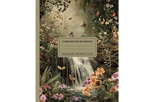 Composition Notebook College Ruled: Wild Flowers and Butterflies Vintage Botanical Illustration. Cute Aesthetic Journal for Girls, Students, College, Work