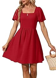 OFEEFAN Casual Summer Dresses for Women Puff Sleeve