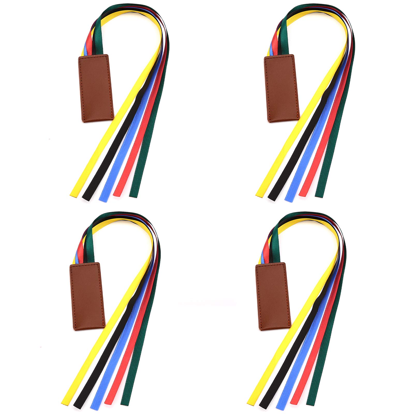 AIEX 4pcs Ribbon Bookmarks Leatherette Bookmark with 5 Colorful Ribbons Book Markers for Books Novel Bible Reading Office Accessories