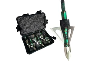 LeeMui ArcheryBroadhead Hunting Broadheads100Grains Screw-in Arrow Archery3BladesHuntingHeadsArrowTips Compatible withCrossbow andCompoundBowCamouflage Colors Hunting Arrows