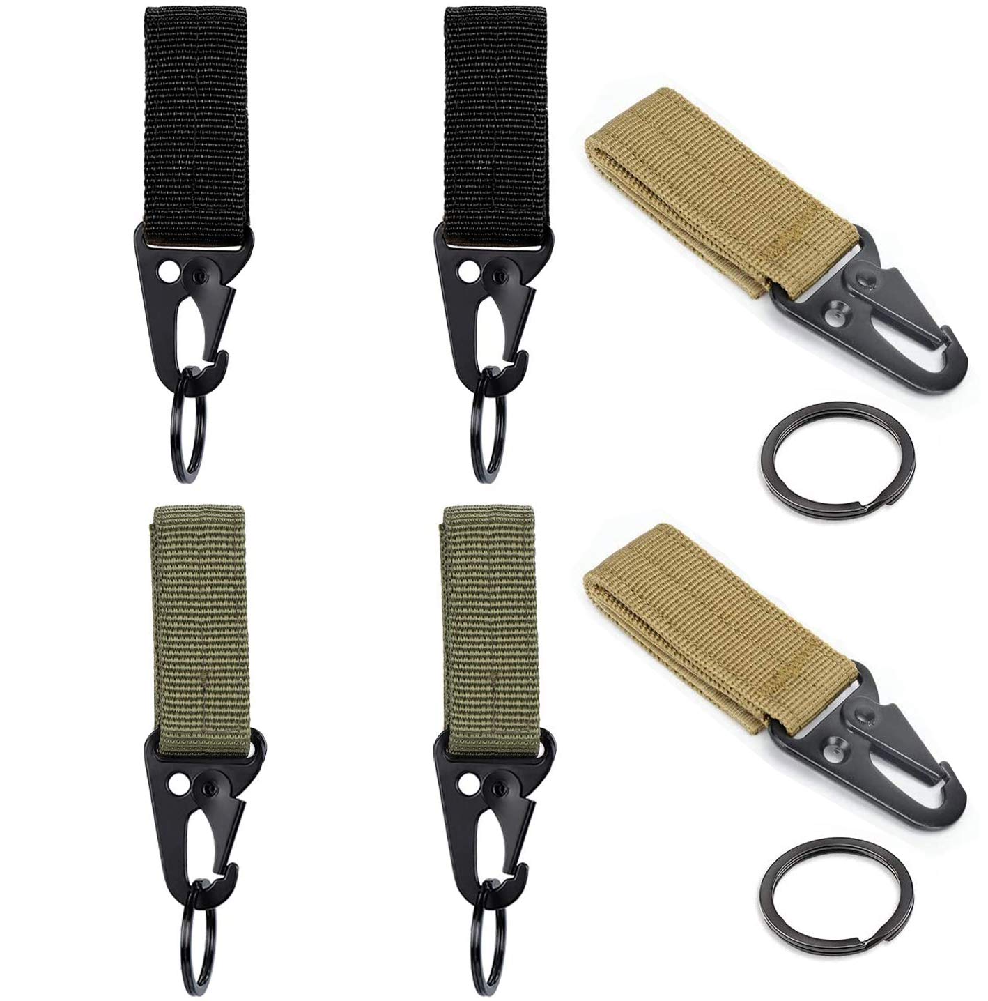 Keychains Portable Tactical Hanging Belt Carabiner Hook Buckle Strap Clip Backpack Keychains for Outdoor Camping Hiking（Pack of 6）