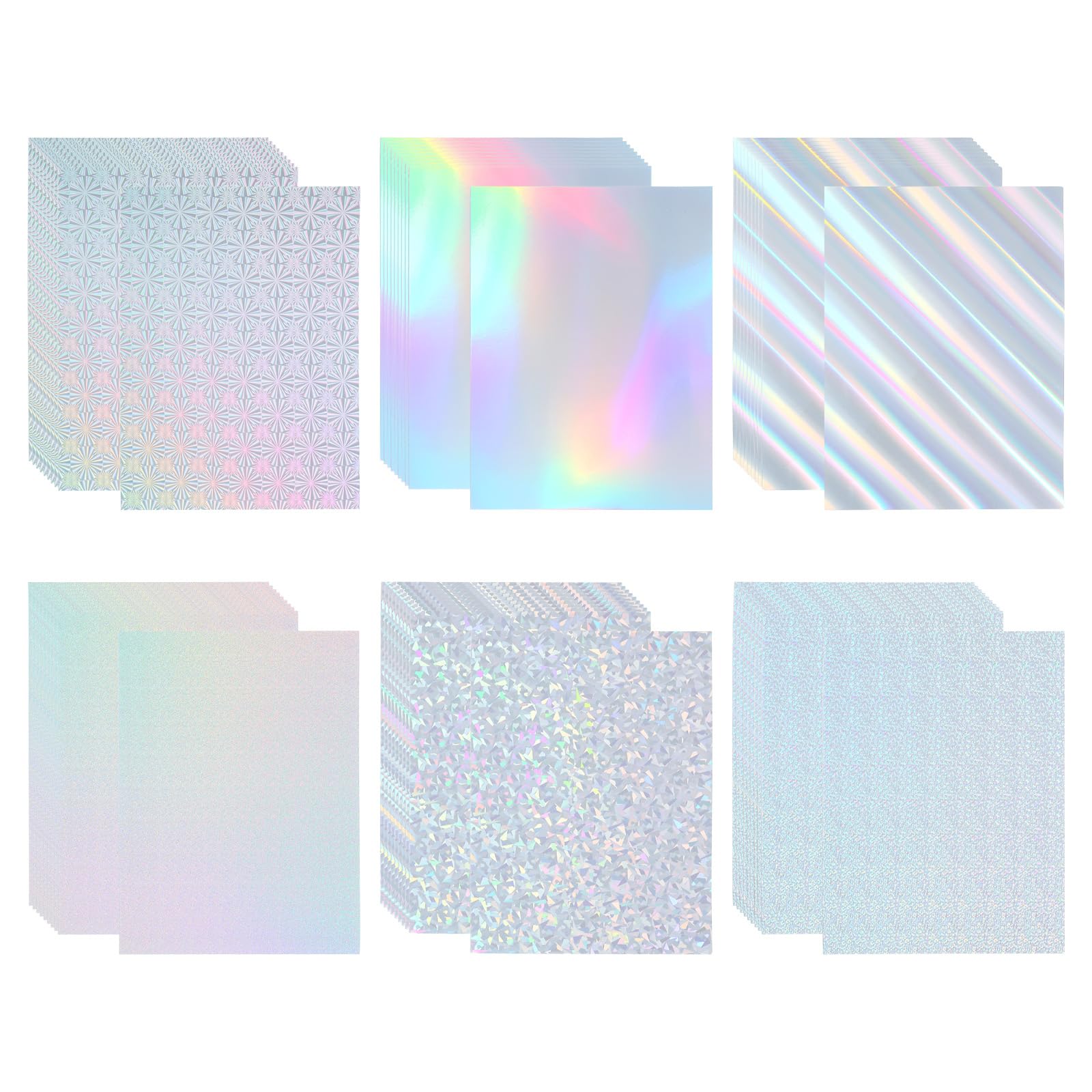 PATIKIL 9.5"x7" Holographic Cardstock, 30 Pack Metallic Iridescent Mirror Paper Foil Board Reflective Sheets for Scrapbook Poster DIY Craft, 6 Colors