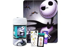 Disney Nightmare Before Christmas Fleece Blanket Set - Bundle with Jack Skellington Blanket, Stickers, More for Kids Toddlers