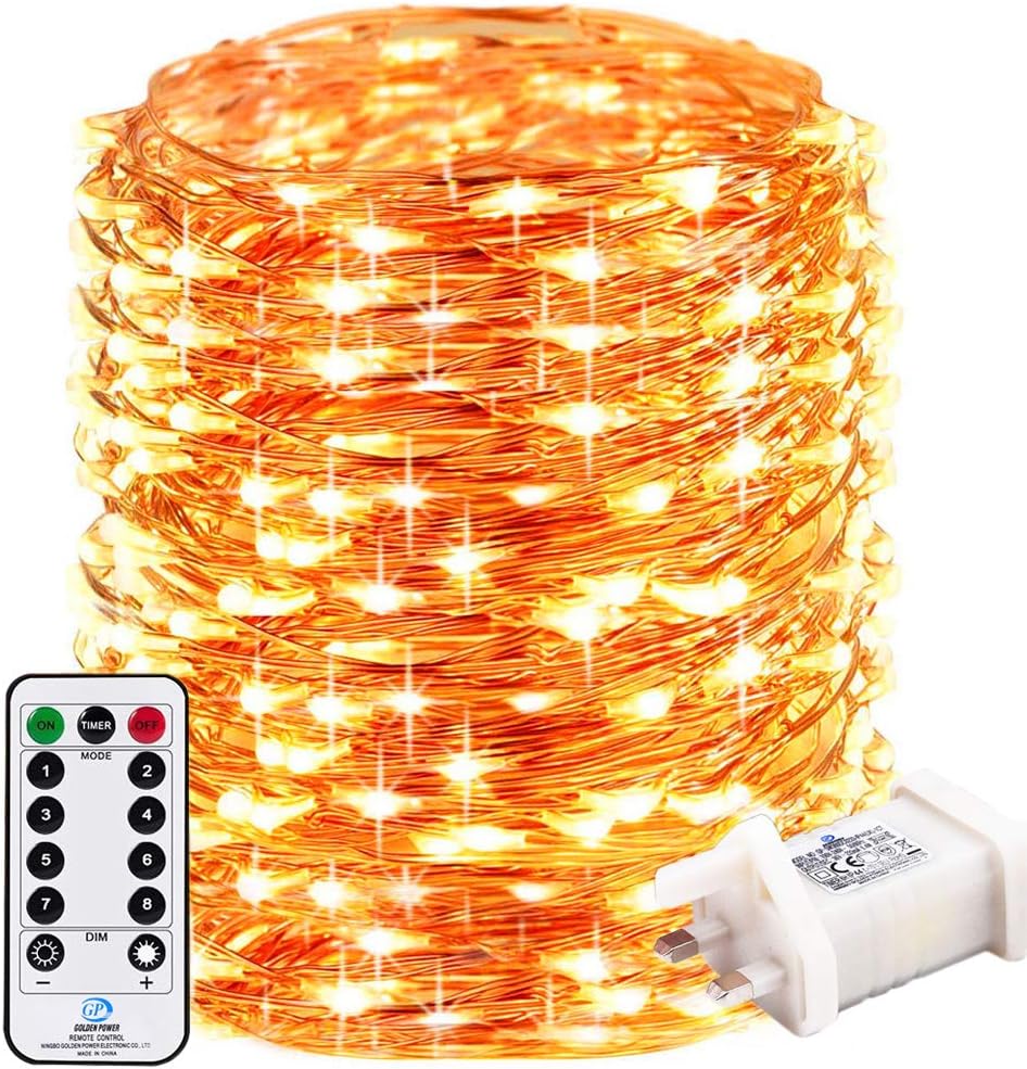 RcStarry Fairy Lights Plug in, 100M 1000LED Copper Wire Fairy Lights Warm White