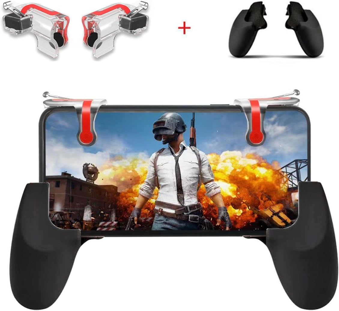 Mobile Game Controller, Sensitive Shoot and Aim Trigger Fire Buttons L1R1 for Mobile Knives Out Rules of Survival (Trigger+Grip)