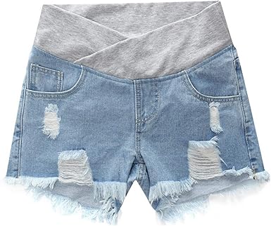 elastic waistband jean shorts