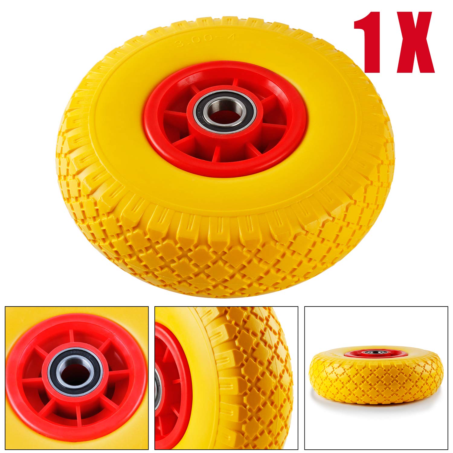 everfarel Solid Rubber Wheelbarrow Wheel 260/350/390 mm Cart Wheels