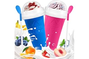 Slushy Maker Cup, Durable Slushie Maker Cup for Christmas with Cup Brush Straw and Spoon, Portable Quick Frozen Smoothies Squ