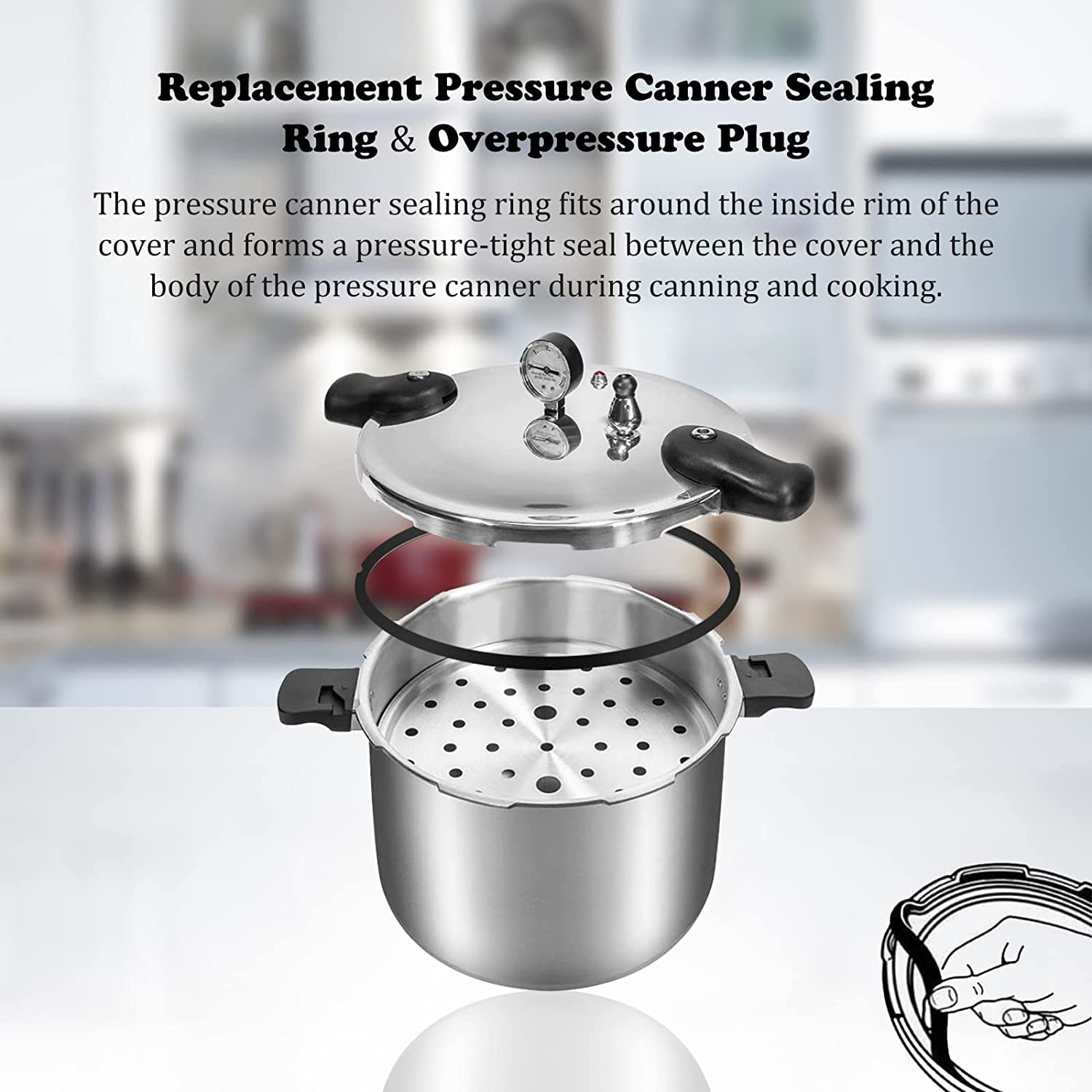 09907 Pressure Canner Sealing Ring & Automatic Air Vent For Presto In Box Pressure Canner Cooker CA16, CA16H & 21 Qt - 2-Pack