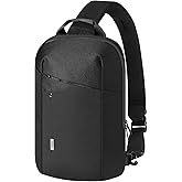 MoKo Compact EDC Sling Bag for New 13-inch iPad Pro M4/Air M2, Minimalist Chest Shoulder Crossbody Bag for Men Women Daily Use, Single Strap Daypack for New 13" MacBook Air/14 MacBook Pro, Black