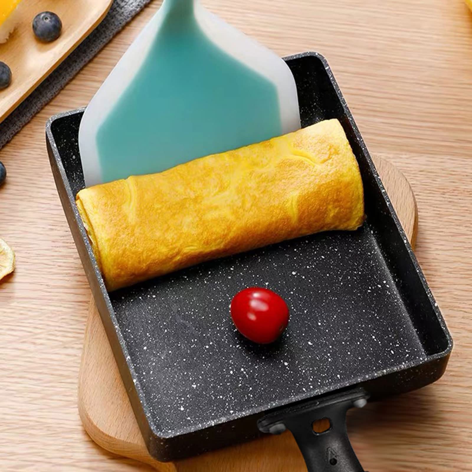 MyLifeUNIT Tamagoyaki Pan, Japanese Omelette Pan Nonstick with Silicone Spatula, Square Egg Pan