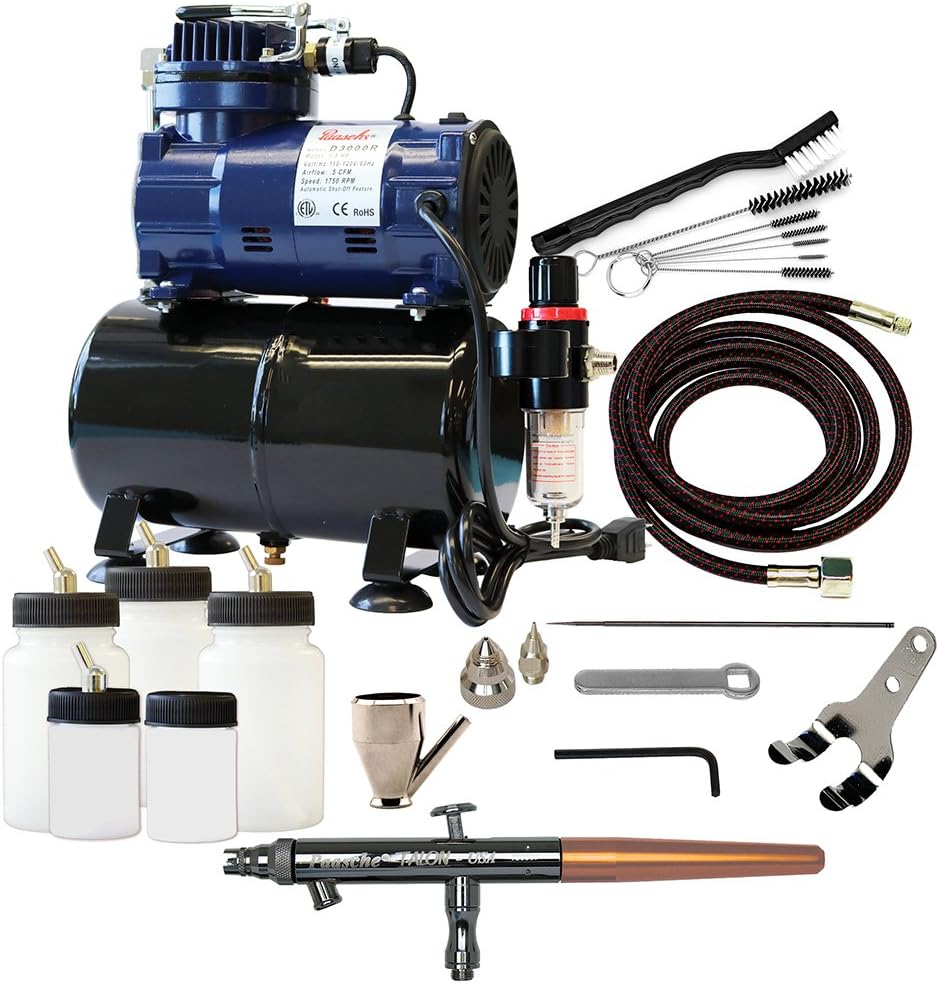 Paasche Airbrush MIL-300R Double Action Siphon Feed Airbrush Set and Compressor with Tank: Arts, Crafts & Sewing