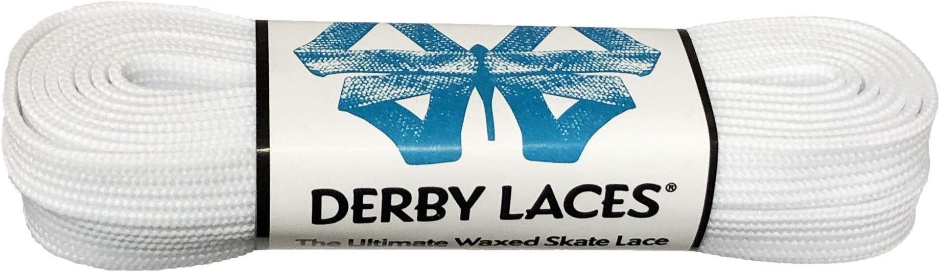 Derby Laces Solid White - Flat, 10mm Wide, for Boots, Skates, Roller Derby, and Hockey Skates (84 Inch / 213 cm)