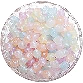 100PCS Glow in The Dark Fat Star Beads for Bracelets, DIY Keychain Making Kit Beads Cute Unique Colorful Acrylic Aesthetic for Jewelry Making,Bulk Phone Charms Strap Decoration 11mm