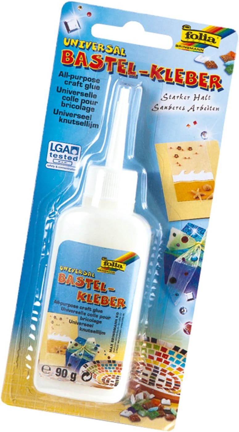 folia 55021 - Universal Bastelkleber transparent, 80 ml, starker Halt, sauberes Arbeiten