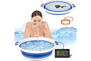WJCJTJL Facial Ice Bath Kit, Ice Water Face Cold Plunge, Foldable Ice Bath Face Bowl with Reusable Cubes for Face Ice Bath, Portable Ice Bath Face Bowl, Face Ice Bath Water Chiller, Cold Plunge Chiller (Blue)