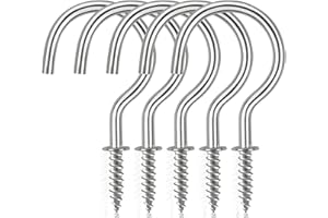 DRT DERUITAI Cup Screw Hooks,1-1/2 inch Metal Screw in Ceiling Hooks,45 Pack Metal Ceiling Cup Hooks Plant Hanger Hooks, Wind Chimes Hooks Kitchen Cup Hooks Great for Hanging Indoor & Outdoor Use(Silver)