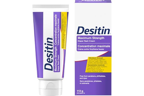 Desitin Maximum Strength Baby Diaper Rash Cream, 40% Zinc Oxide to Help Treat, Heal, and Prevent Diaper Rash, Hypoallergenic,