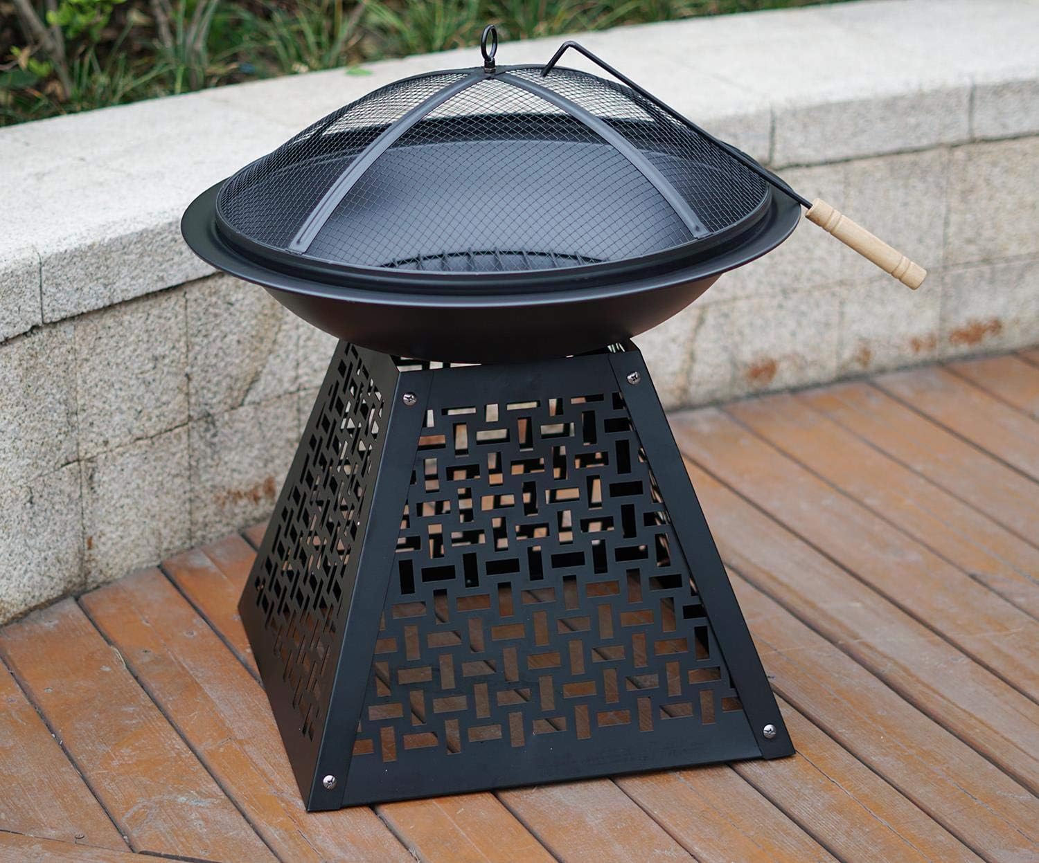 Gr8 Garden Round Black Fire Pit Outdoor Wood Log Burner Bbq Patio
