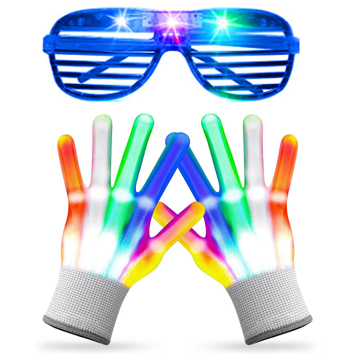 Dilabnda LED Gloves for Kids Teen Adults Gifts, Finger Light Gloves, The Toys for 8-12 Year Old Boys Girls, Have 5Color/6Mode for Halloween Chrismas Party