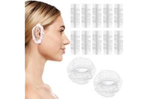PSYQTSUARY 100 Pcs Disposable Ear Covers for Shower, Clear Waterproof Ear Covers for Bathing, Waterproof Plastic Ears Protectors for Hair Dye Spa Salon Beauty Treatments