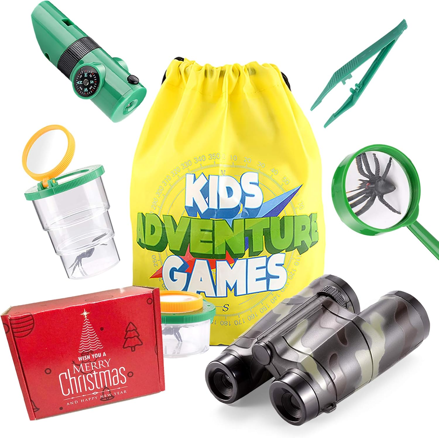 Outdoor Exploration Kit for Kids, Kidz Adventure Kits with Binoculars Insect Viewer Flashlight