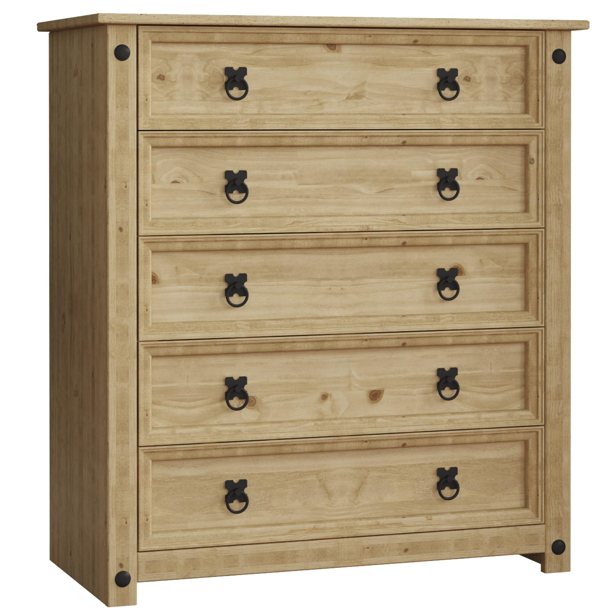 Vida Designs Corona, Chest Of Drawers, 5 Drawer, Solid, Pine Wood