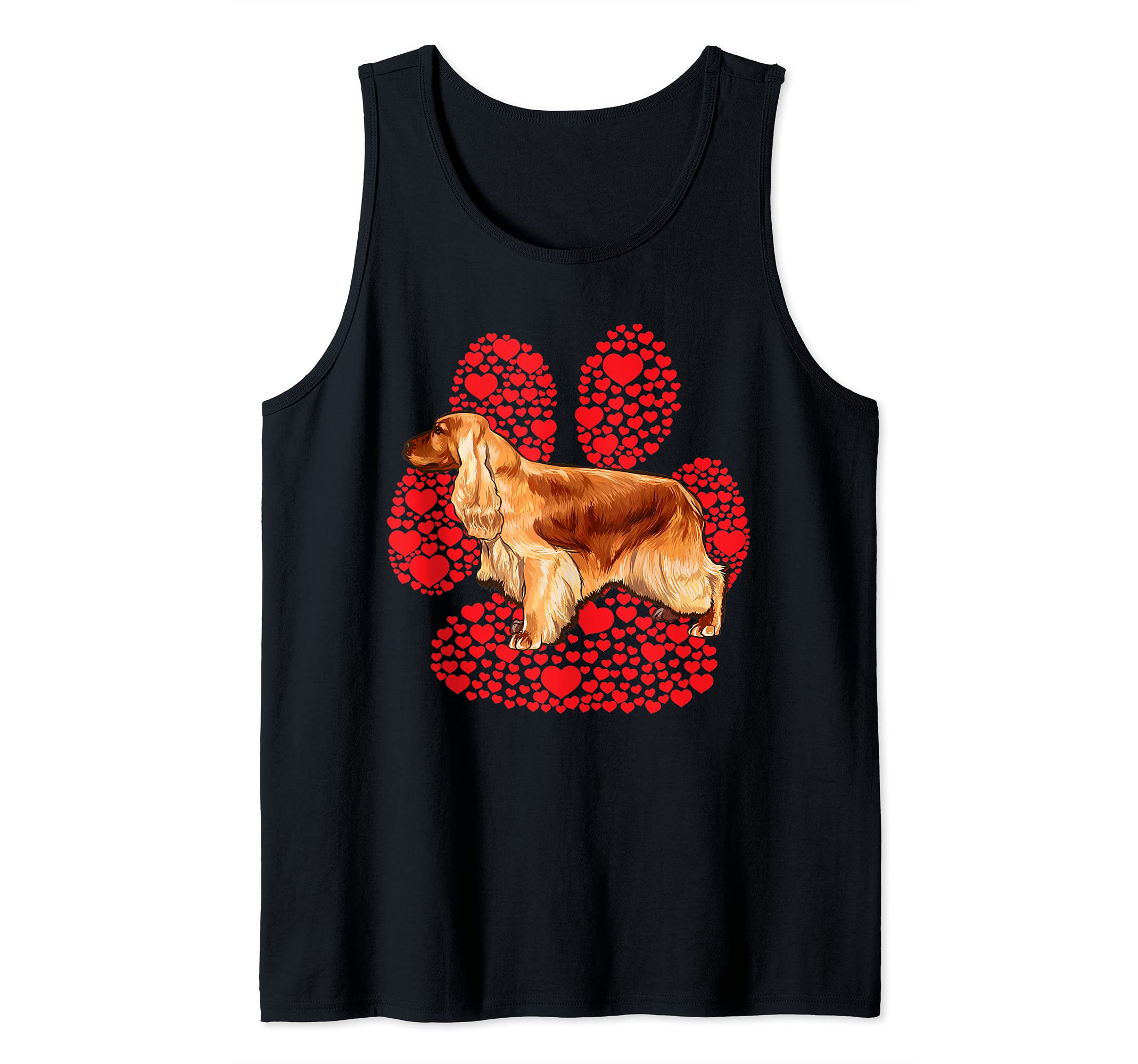 English Cocker Spaniel Valentines Day Dog Love Paw Tank Top