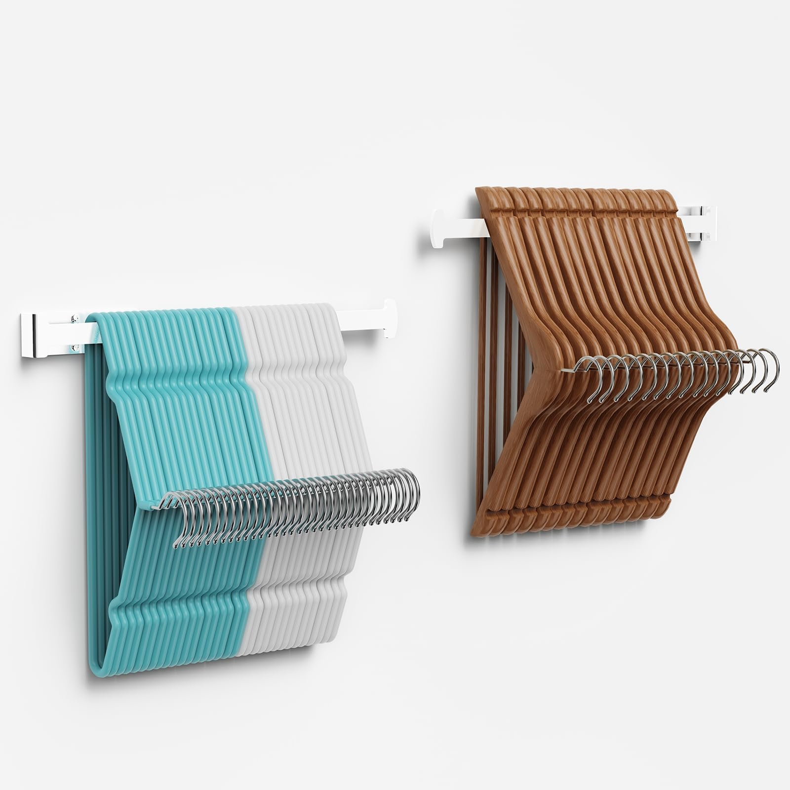 Photo 1 of 2 Pack Hanger Holder, Hanger Storage Rack for Wall, Closet Laundry Room,Clothes Hanger Storage for Adult or Child Clothes Hangers, White 15-Inch