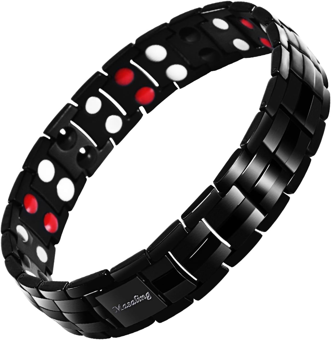 Magnetic Bracelet for Men - Elegant Titanium Magnetic Therapy Bracelets Pain Relief for Arthritis and Carpal Tunnel Black 4 Element