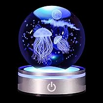 【即購入可】FortPeat LoveSea BallLAMP pinyan Jellyfish Gift 3D Crystal Ball with LED Light Base