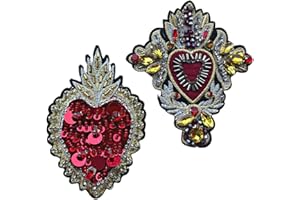 Liveish Heart Patch,Beaded Applique,Rhinestone appliqué for Dresses, Bags, Jackets,Jeans，Appliques for Dance Costumes. (Combination 2)