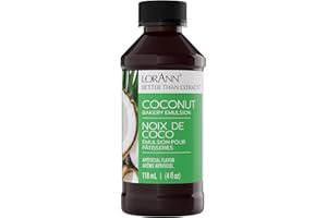 LorAnn Oils Coconut Bakery Emulsion: True Essence, Ideal for Boosting Fruit Tones in Cakes, Cookies & Desserts, Gluten-Free, Keto-Friendly, Extract Substitute Essential for Your Kitchen, 4 Oz