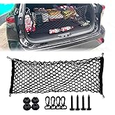 JAMESVAN Universal Double Layer Cargo Net for SUV,Stretchable Rear Cargo Net,35.4× 15.8 inch Elastic Trunk Storage Net with Hooks,Black Storage Organizer for Car SUV and Trucks