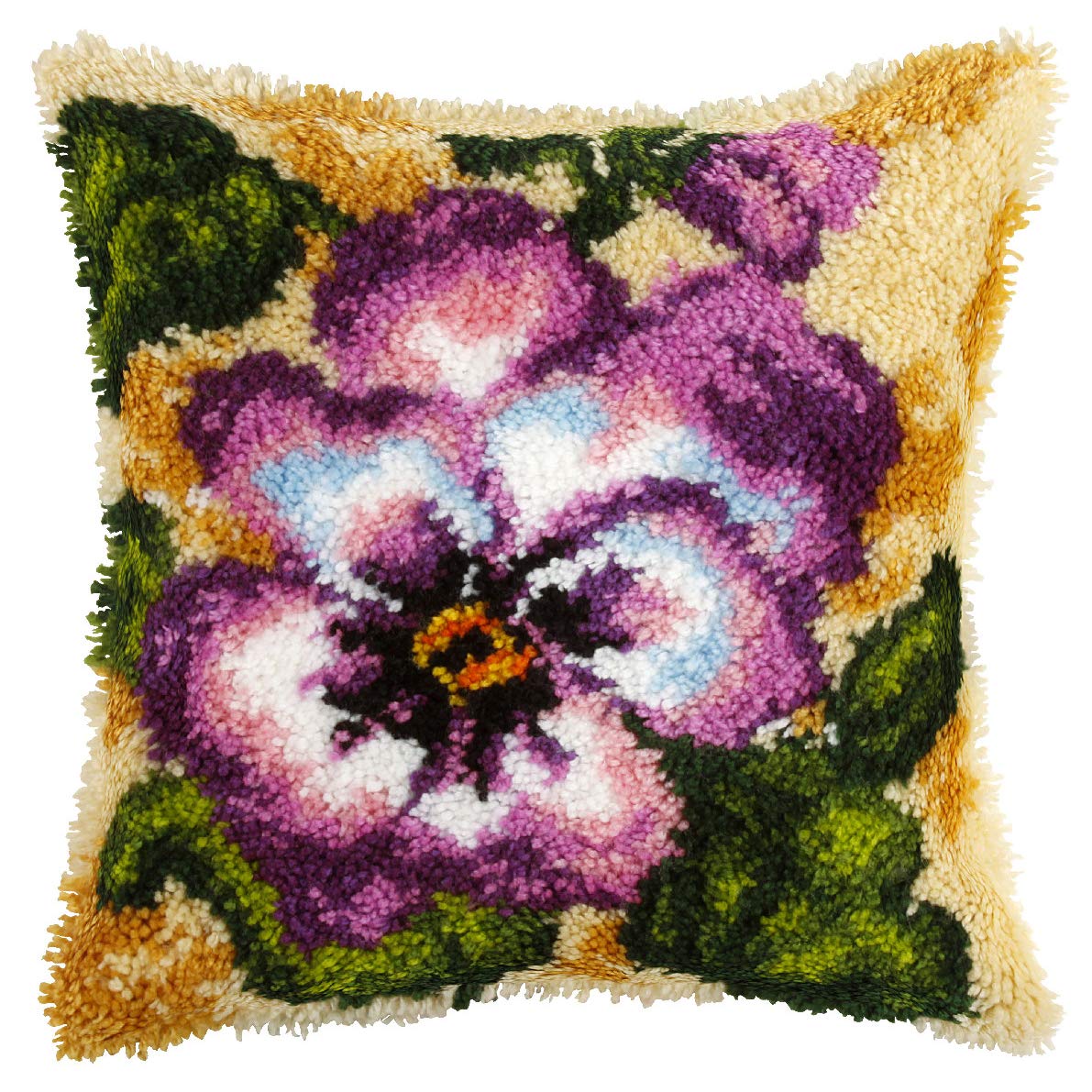 Orchidea Latch Hook Kit: Cushion: Pansy, Multi, 40cm x 40cm