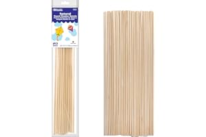BAZIC PRODUCTS BAZIC Wooden Dowel Rods Wood Sticks, 3/16" x 12" Round Natural Color Hardwood Stick, Unfinished Wood for Crafts Lollipops Cake Support (20/Pack), 1-Pack