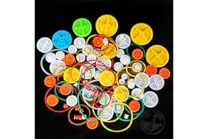 URIMPAVIDO 110PCS Belt Pulley Set 2MM Hole Plastic Belt Pulley with Rubber Band for DIY Model Toy RC Car Robot Airplane Accessories (110)